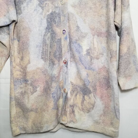 Gabriella T knit cardigan cherubs pattern sz M silk blend - Picture 3 of 7